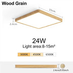 MARPOU 2.4cm Ultra thin led ceiling light Square Wood Grain ceiling lamps for living room 220V 110V led lights for room Bedroom Maison Lumen