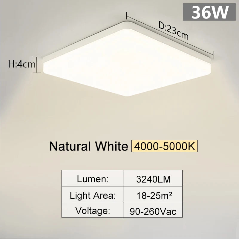 MARPOU Square Led ceiling lamp bedroom lighting Neutral white cold white warm white 48W 36W 24W 18W led ceiling light room Maison Lumen