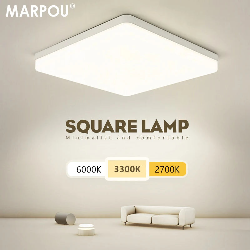 MARPOU Square Led ceiling lamp bedroom lighting Neutral white cold white warm white 48W 36W 24W 18W led ceiling light room Maison Lumen