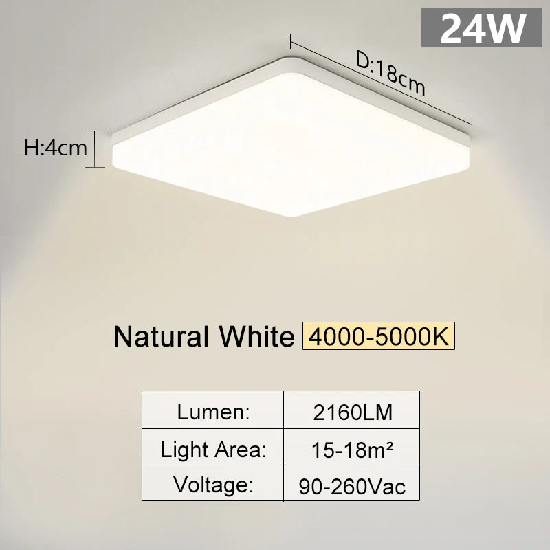 MARPOU Square Led ceiling lamp bedroom lighting Neutral white cold white warm white 48W 36W 24W 18W led ceiling light room Maison Lumen