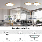 MARPOU 2.4cm Ultra thin led ceiling light Square Wood Grain ceiling lamps for living room 220V 110V led lights for room Bedroom Maison Lumen