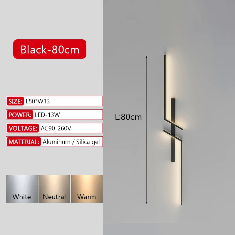 Long Strip LED Wall Lamp Modern Remote Control Dimming Living Roomdecor Wall Lamp Background Bedroom Bedside Home LED Lighting Maison Lumen
