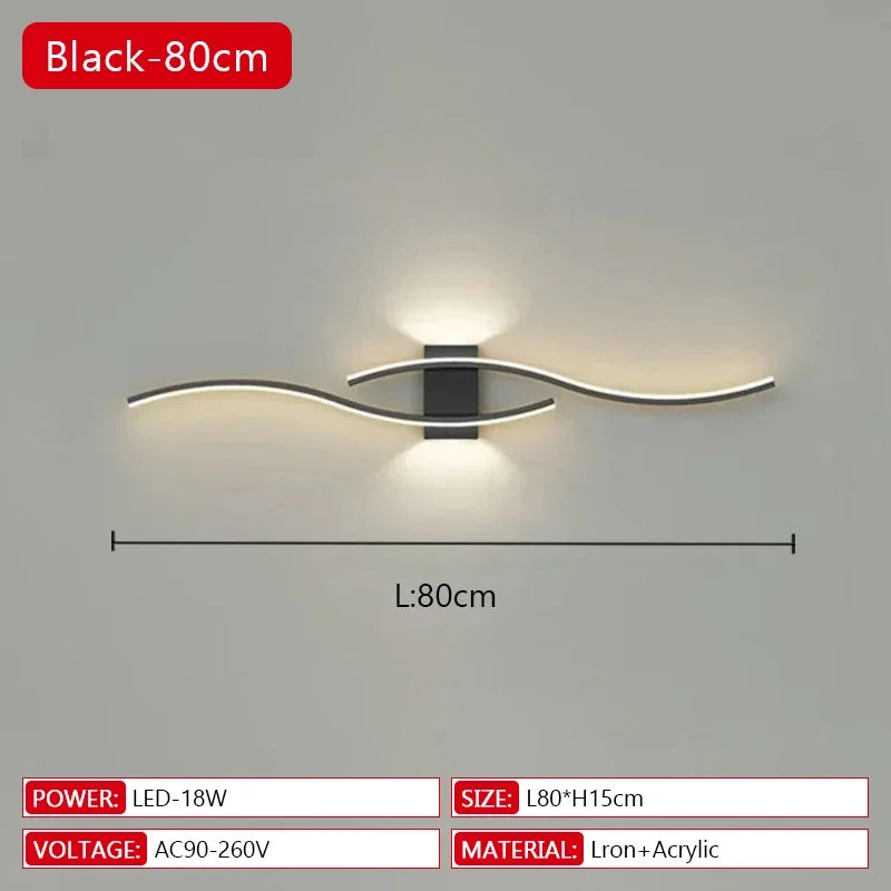 Long Strip LED Wall Lamp Modern Remote Control Dimming Living Roomdecor Wall Lamp Background Bedroom Bedside Home LED Lighting Maison Lumen
