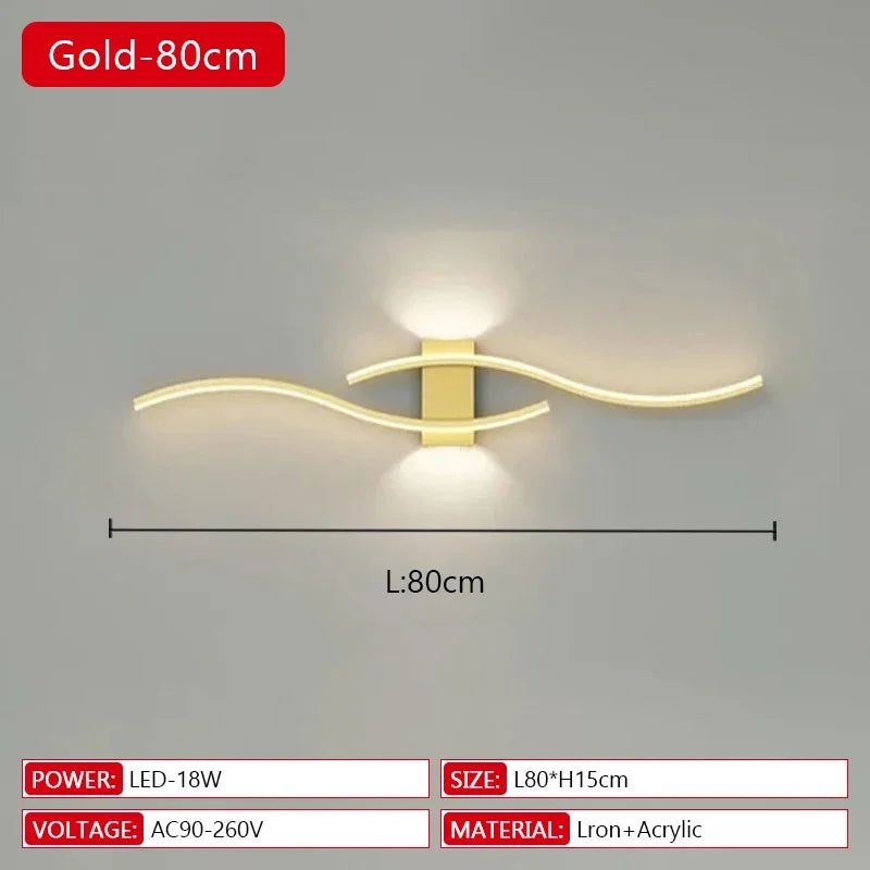 Long Strip LED Wall Lamp Modern Remote Control Dimming Living Roomdecor Wall Lamp Background Bedroom Bedside Home LED Lighting Maison Lumen