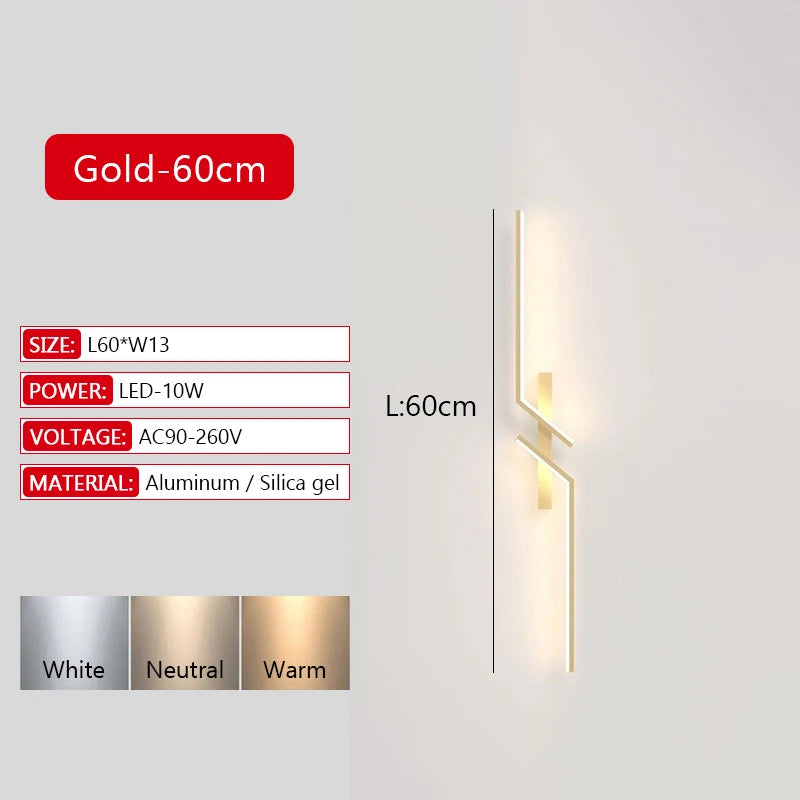 Long Strip LED Wall Lamp Modern Remote Control Dimming Living Roomdecor Wall Lamp Background Bedroom Bedside Home LED Lighting Maison Lumen