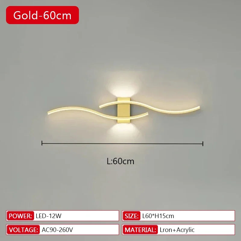 Long Strip LED Wall Lamp Modern Remote Control Dimming Living Roomdecor Wall Lamp Background Bedroom Bedside Home LED Lighting Maison Lumen