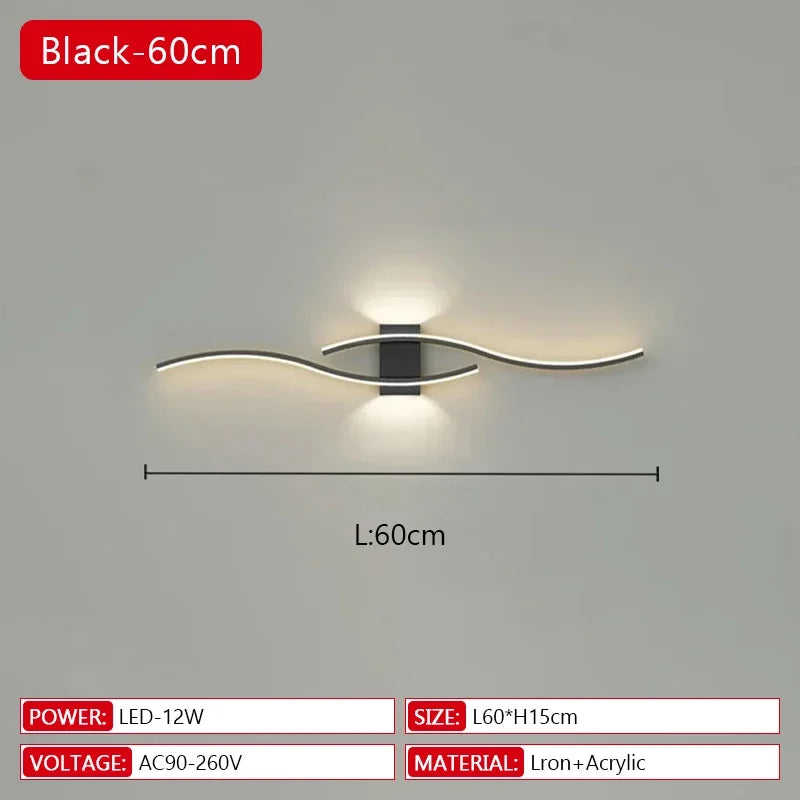 Long Strip LED Wall Lamp Modern Remote Control Dimming Living Roomdecor Wall Lamp Background Bedroom Bedside Home LED Lighting Maison Lumen