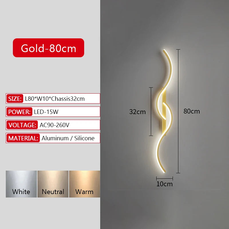 Long Strip LED Wall Lamp Modern Remote Control Dimming Living Roomdecor Wall Lamp Background Bedroom Bedside Home LED Lighting Maison Lumen