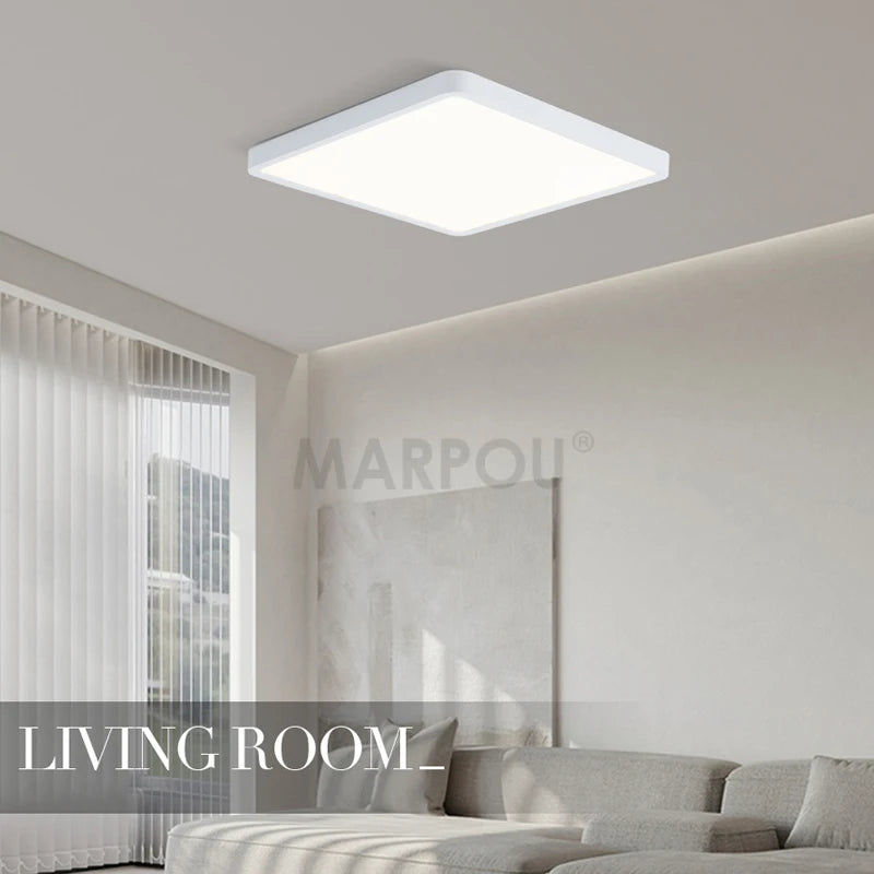 MARPOU 2.4cm Ultra thin led ceiling light Square Wood Grain ceiling lamps for living room 220V 110V led lights for room Bedroom Maison Lumen