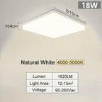 MARPOU Square Led ceiling lamp bedroom lighting Neutral white cold white warm white 48W 36W 24W 18W led ceiling light room Maison Lumen
