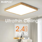MARPOU 2.4cm Ultra thin led ceiling light Square Wood Grain ceiling lamps for living room 220V 110V led lights for room Bedroom Maison Lumen