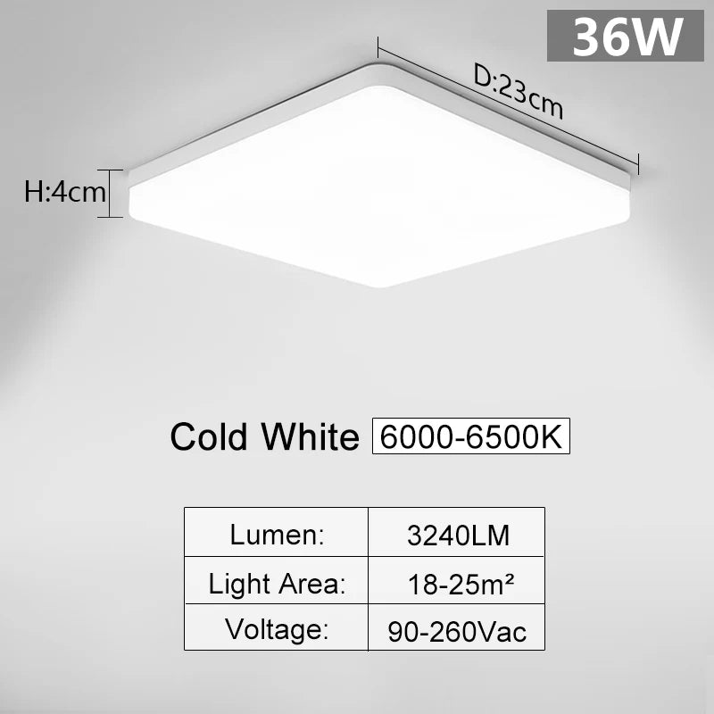 MARPOU Square Led ceiling lamp bedroom lighting Neutral white cold white warm white 48W 36W 24W 18W led ceiling light room Maison Lumen