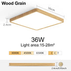 MARPOU 2.4cm Ultra thin led ceiling light Square Wood Grain ceiling lamps for living room 220V 110V led lights for room Bedroom Maison Lumen